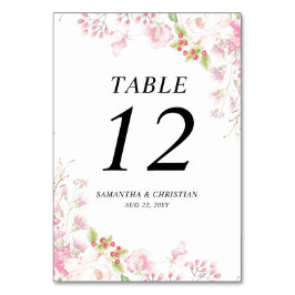 Elegant Rosa Blommigt Bröllop Bordsnummer-kort Bordsnummer