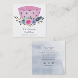 Elegant Rosa Blommigt Bröllop Cake Makers Bakery Fyrkantigt Visitkort