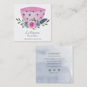 Elegant Rosa Blommigt Bröllop Cake Makers Bakery Fyrkantigt Visitkort