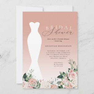Elegant Rosa Blommigt Bröllop Dress Möhippa Inbjudningar