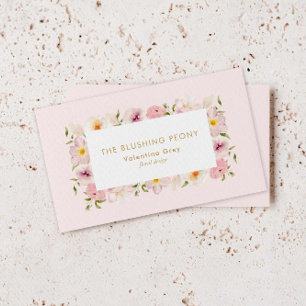 Elegant Rosa Blommigt Bröllop Florist Visitkort