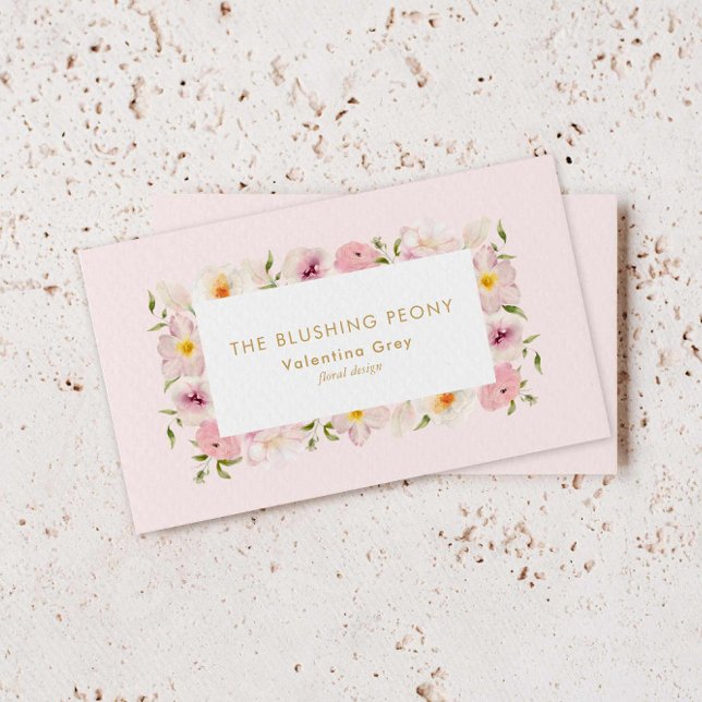 Elegant Rosa Blommigt Bröllop Florist Visitkort (Blush Floral Florist Business Card)