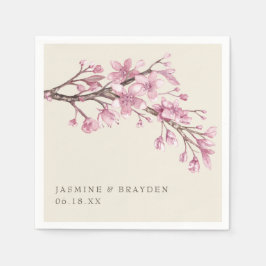 Elegant Rosa Blommigt Bröllop Pappersservett