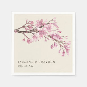 Elegant Rosa Blommigt Bröllop Pappersservett