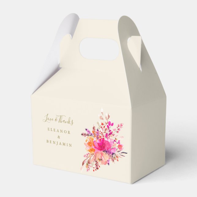 Elegant Rosa Blommigt Bröllop Photo Anpassningsbar Presentaskar (Framsidan Sidan)