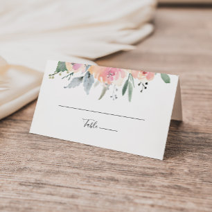 Elegant Rosa  Blommigt Bröllop-platskort Placeringskort