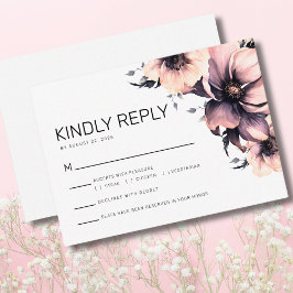 Elegant Rosa Blommigt Bröllop Reply OSA Tilläggskort