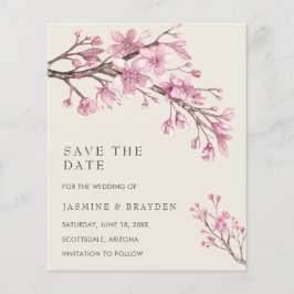 Elegant Rosa Blommigt Bröllop spara datum