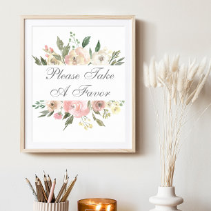 Elegant Rosa Blommigt Bröllop, ta en fördel Poster