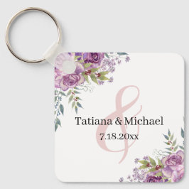 elegant - rosa blommigt bröllopsförmån för nyckelring