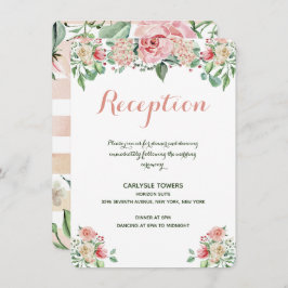 Elegant Rosa Blommigt Bröllopsmottagning för Tilläggskort