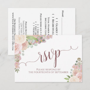 Elegant  Rosa Blommigt Calligraphy Bröllop OSA Kort