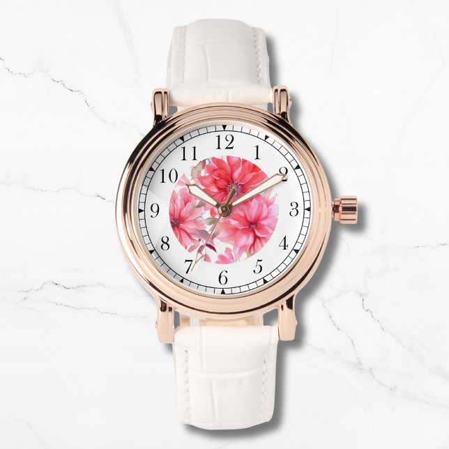 Elegant Rosa Blommigt Chic Snyggt  Kunderna Armbandsur (Skapare uppladdad)