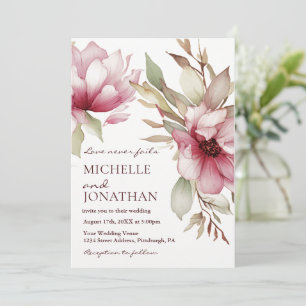 Elegant Rosa Blommigt Christian Bible Bröllop Inbjudningar