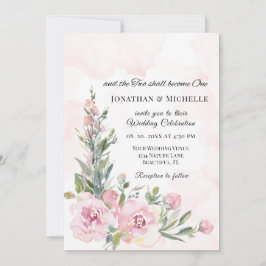 Elegant Rosa Blommigt Christian Bröllop Inbjudningar