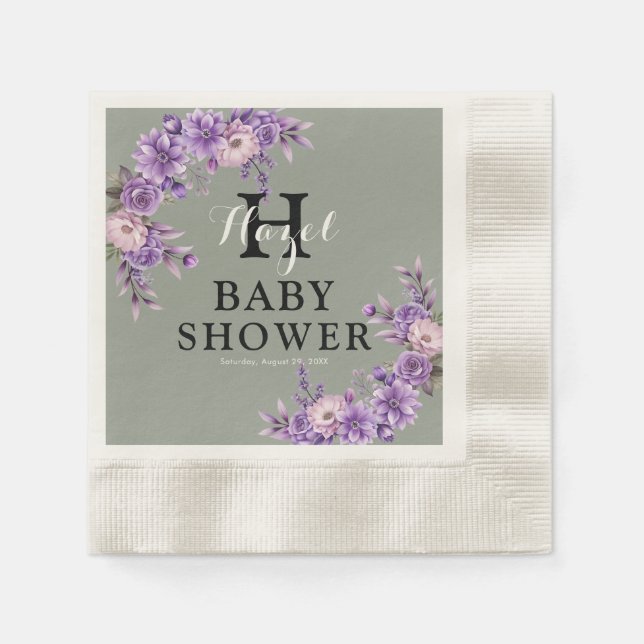 Elegant Rosa Blommigt Coining Cocktail Papper Pappersservett (Framsidan)