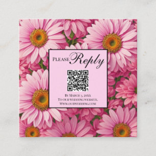 Elegant rosa blommigt daisy solros QR-kod Tilläggskort