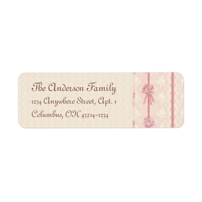 Elegant Rosa Blommigt Design Address Label Returadress Etikett (Framsidan)