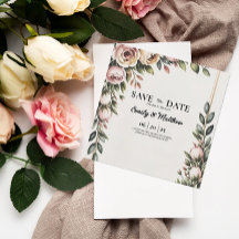 Elegant Rosa Blommigt Designer Spara datum