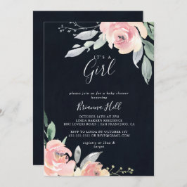 Elegant Rosa  Blommigt Det är en babystötare för f Inbjudningar