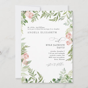 Elegant Rosa/ Blommigt Eucalyptus Bride Parent Inbjudningar