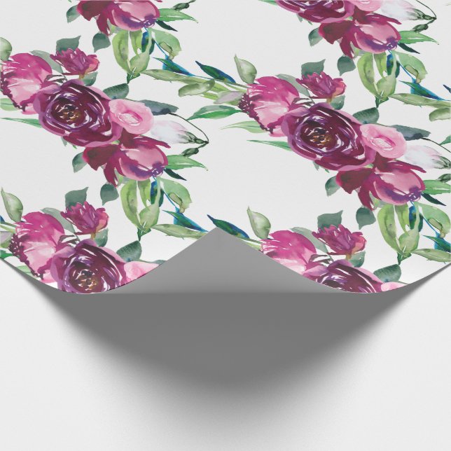 Elegant Rosa Blommigt Flicka baby Shower Inbjudan Presentpapper (Hörn)