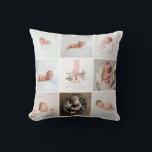 elegant rosa blommigt födelsedag för multifoto kudde<br><div class="desc">Modern rosa- och lila-fotosamlingsinbjudan. Modern text-design för skript. En del av en samling. Lägg till dina foton och barn-ålder för att göra en fullständig anpassning</div>