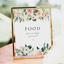 Elegant  Rosa Blommigt Food Bord Sign
