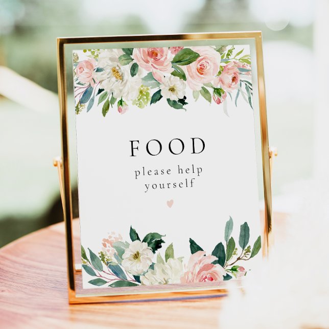 Elegant  Rosa Blommigt Food Bord Sign Poster (Skapare uppladdad)