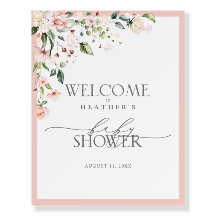 Elegant Rosa Blommigt för vattenfärg - välkomstmed