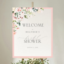 Elegant Rosa Blommigt för vattenfärg - välkomstmed Poster