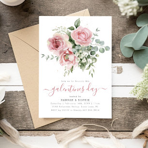 Elegant Rosa Blommigt Galentines Day Inbjudningar