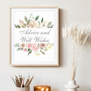Elegant Rosa Blommigt Garden Wedding Advice Poster
