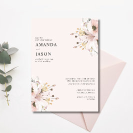 Elegant Rosa Blommigt Garden Wedding Wedding Inbjudningar