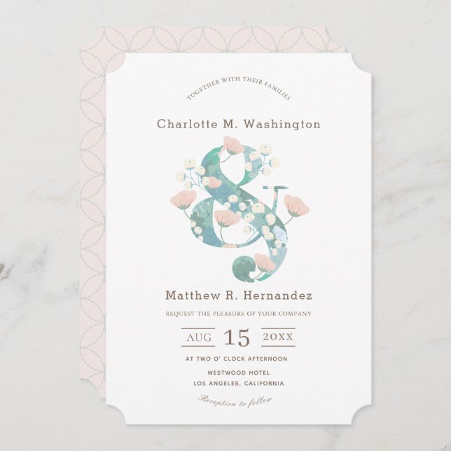 Elegant  Rosa Blommigt Garden Wedding Wedding Inbjudningar (Fram/baksida)