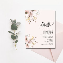 Elegant Rosa Blommigt Garden Wedding Wedding Tilläggskort