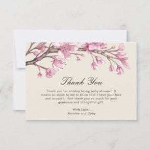 Elegant Rosa Blommigt Girl Baby Shower Tack Kort