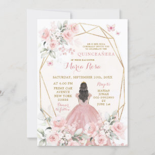 Elegant Rosa Blommigt Girl Sweet 16:e födelsedage Inbjudningar