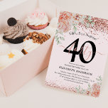 Elegant Rosa Blommigt & Glitter 40:e födelsedag Pa Inbjudningar<br><div class="desc">Gör henne till 40-årsdag för att minnas med våra inbjudningar till rosa och guld i chic. Med en pastellfärgskonstruktion för rosa med lush-blommigtar och saftig grönsak är vår elegant inbjudan ett surefire-sätt att få igång party. "Det är en överraskning" inslag lägger till en oväntad nyck till inbjudan. Lätt att anpassa...</div>