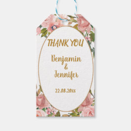 Elegant Rosa Blommigt Greenery Bröllop Tack Presentetikett