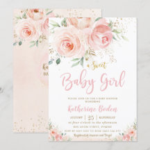 Elegant  Rosa Blommigt Guld Baby Shower
