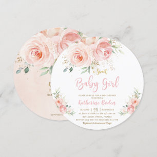 Elegant Rosa Blommigt Guld Baby Shower Inbjudningar