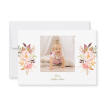 Elegant Rosa  Blommigt Guld Flickfoto Baptism i 