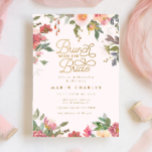 Elegant Rosa Blommigt Guld Möhippa Brunch Brunch Inbjudningar<br><div class="desc">Brunch-inbjudan till Möhippa för  av Blommigt för  Rosa för elegant</div>