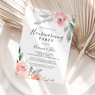 Elegant Rosa Blommigt Hushållsuppvärmningen Party Inbjudningar