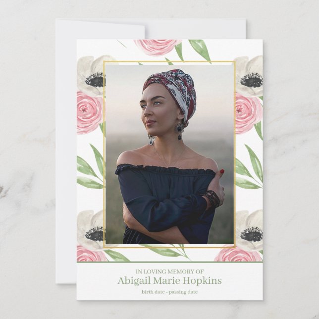 Elegant rosa blommigt, i att älska tack kort (Framsida)