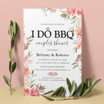 Elegant Rosa Blommigt I Do BBQ Par Shower