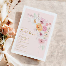 Elegant Rosa Blommigt Inbjudningskort för möhippan