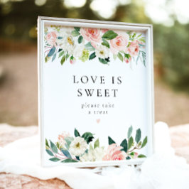 Elegant Rosa Blommigt Kärlek är Sweet Dessert-teck Poster