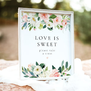 Elegant Rosa Blommigt Kärlek är Sweet Dessert-teck Poster